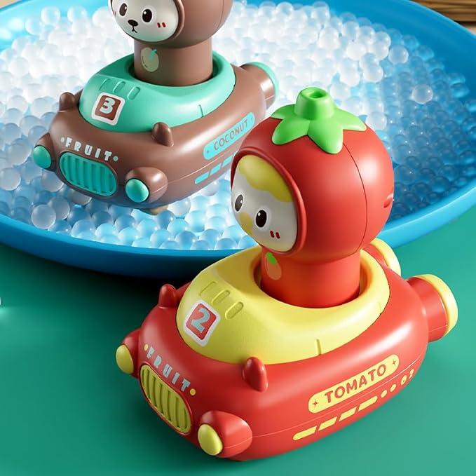 Toddler Press and Go Cars Toys for Toddlers 1-3, 1 Year Old Baby Racing Cars, Infant Play Vehicle Set, Push Go Friction Car Toys for 18-24 Month, 1st Birthday for Boys Girl (Fruit)