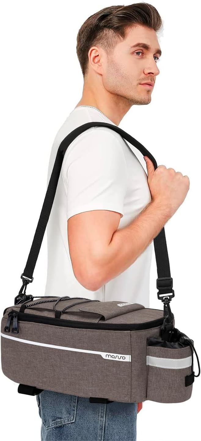 MOSISO Bike Rack Bag, Waterproof Bike Trunk Cooler Pouch Insulated Bicycle Rear Seat Pouch Cycling Backseat Storage Cargo Luggage Saddle Shoulder Bag