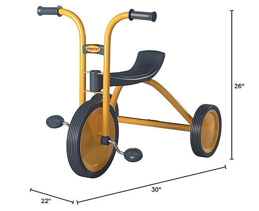 MYRIDER Toddler Trike, Kids Tricycle for Preschool, Daycare, Playground Kids Tricycles, Rubber Tires, Yellow/Black, 12" Midi