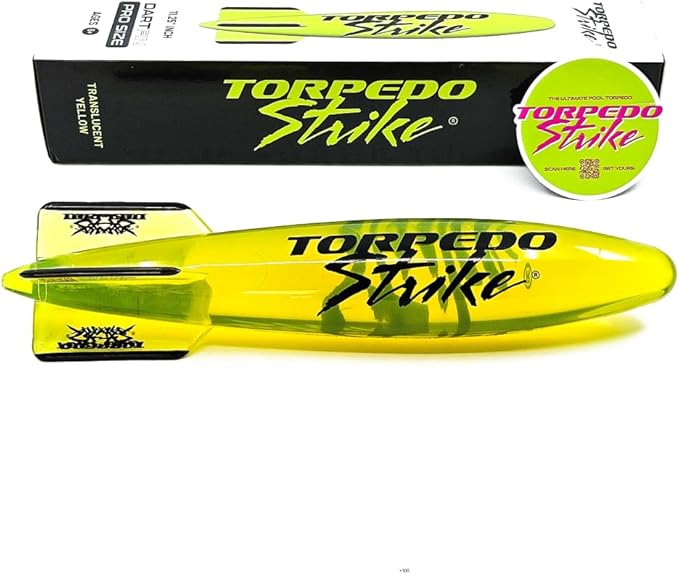DartFin 11.25" Pro Size Ultra Premium Pool Torpedo Rocket Glides Up to 40 Feet Like Underwater Football for Underwater Passing Games Underwater Torpedo Large Diving Toy Glider (Yellow)