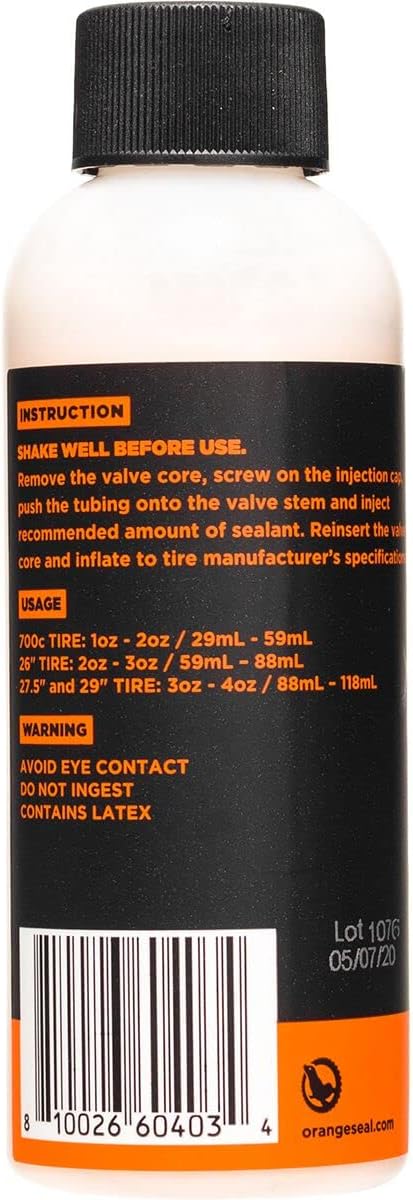 Orange Seal - Regular Formula Tubeless Bike Tire Sealant | Fast Sealing, up to 1/4" Puncture | for MTB, Road, CX and Gravel Bicycle Tires