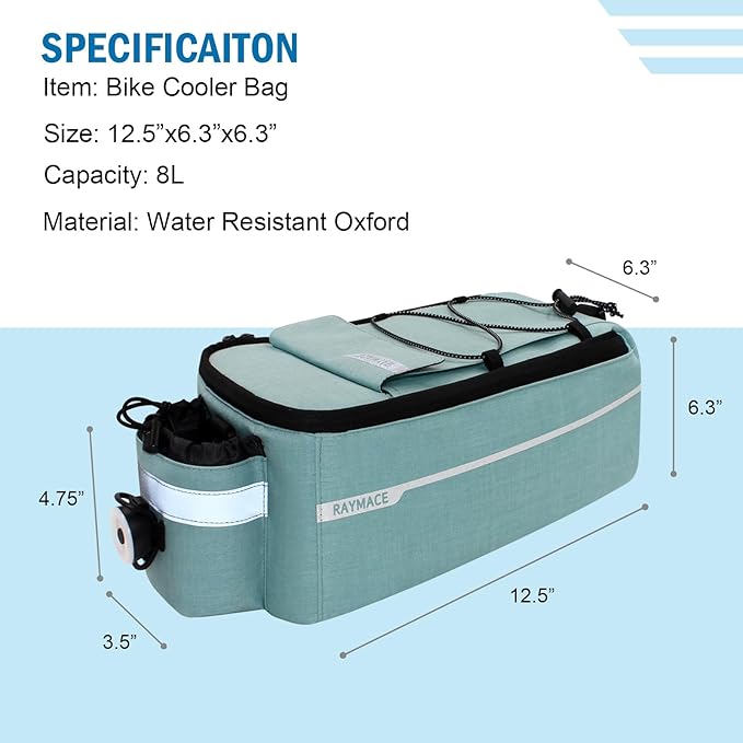 RAYMACE Bike Rear Rack Bag with Tail Light, Bike Truck Cooler Bag for Warm or Cold Items