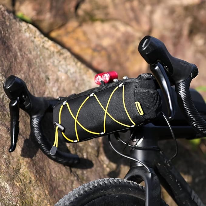 Rhinowalk Bike Handlebar Bag, Bicycle Front Bag Frame Storage Roll Bag Mountain Road Bikes Commuter Shoulder Bag Professional Cycling Accessories