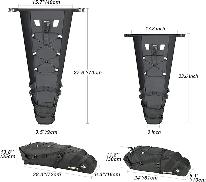 Rhinowalk Waterproof Bike Saddle Bag 10L - Under Seat Storage for Mountain Road Biking and Commuting Trips