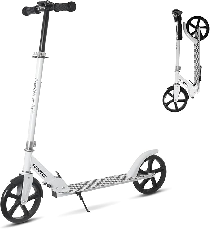 Nattork Scooter for Kids Age 6+, Teens and Adults- Adjustable Height Folding Kick Scooter with Large Sturdy Wheels for a Smooth Ride, Lightweight, Anti-Shock Suspension for Boys and Girls