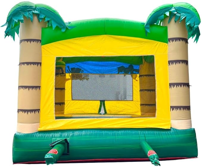 Crossover Tropical Smiley Face Inflatable Bounce House, Bouncy Jump Castle for Kids and Toddlers, Outdoor Birthday Party Jumping Bouncer, Commercial-Grade, Without Blower, 13 x 12 x 14.5 Ft