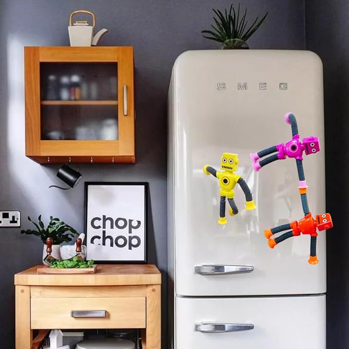 8 PCS Suction Cup Robot Toy,Shape Changing Telescopic Pop Tubes Autism Sensory Toy Kids Girls Boys Toddlers Adult,Funny Robot Action Figure Bendable Fidget Toy Gift Birthday Party Favors Christmas