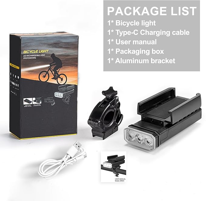 4800 Lumen Bike Lights, USB-C Rechargeable Bicycle Light, Super Bright Bike Lights for Night Riding, IP65 Waterproof Bicycle Headlight, for Commuters Adults and Children