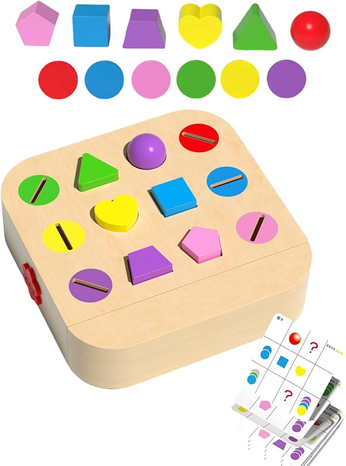 Shape Sorter, Wooden Learning Toy, Educational Color Sorting Games, Engaging Design With Bright Shapes And Easy Grip Pieces, Preschool Learning Activity Baby Girl Toddler Boy Kid Birthday Play