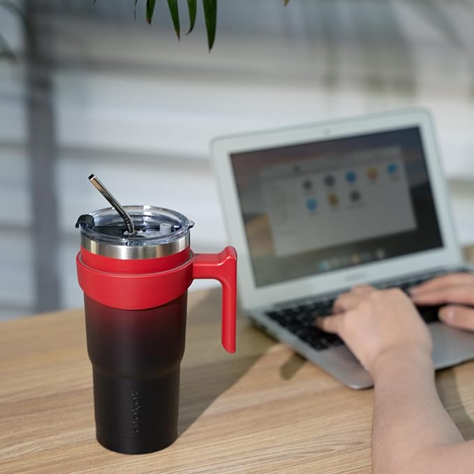 BJPKPK Tumbler With Handle And Straw 10oz Stainless Steel Tumbler With Lid Insulated Coffee Cups,Blood Moon