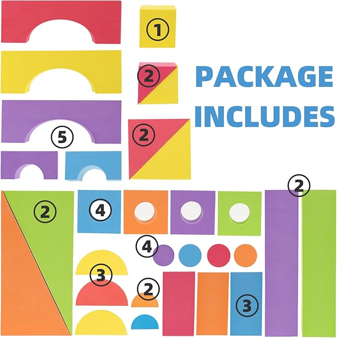 Large Building Foam Blocks for Toddlers, EVA Stacking Foam Building Blocks Toy Set, Non-Toxic, Washable, Early Learning Construction Toys & Gifts for Kids Boys & Girls (Blue, Pieces, 30)