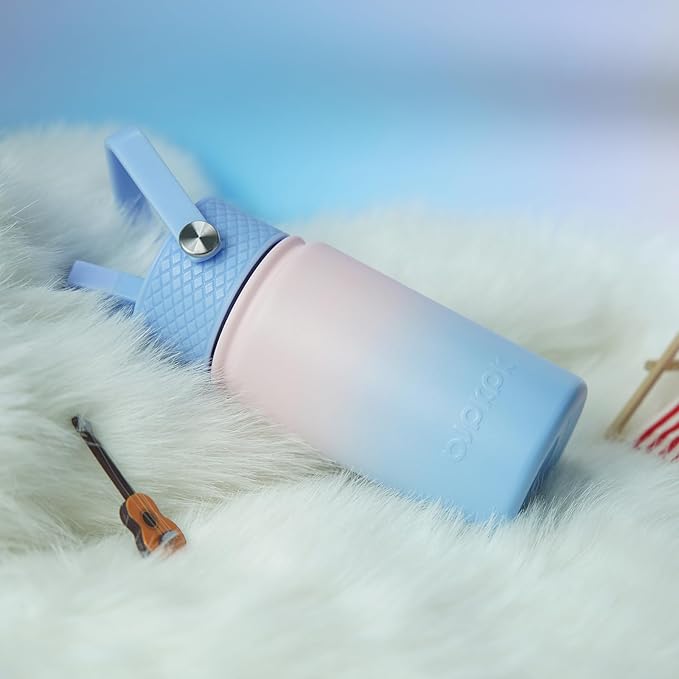 BJPKPK Insulated Water Bottle with Straw Lid, 15oz Cute Water Bottles, Stainless Steel Metal Thermo, Reusable BPA Free Leak Proof Tumblers, Cups,Sunset Clouds