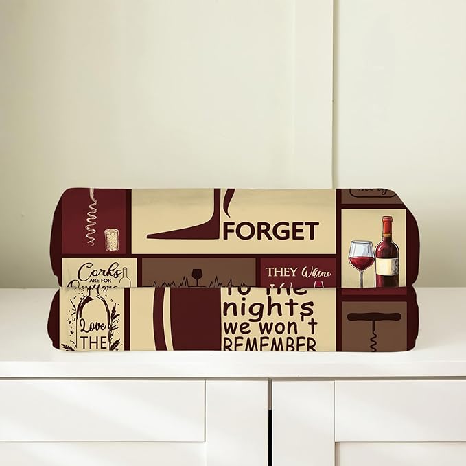 Red Wine Blanket, Wine Glasses Throw Blanket, Drink Gifts Blankets Stuff Fleece Flannel Plush for Girls Women Men Boys Lovers Adults Soft Bedding Gift for Sofa Bed Office Home Decor 40"X50"