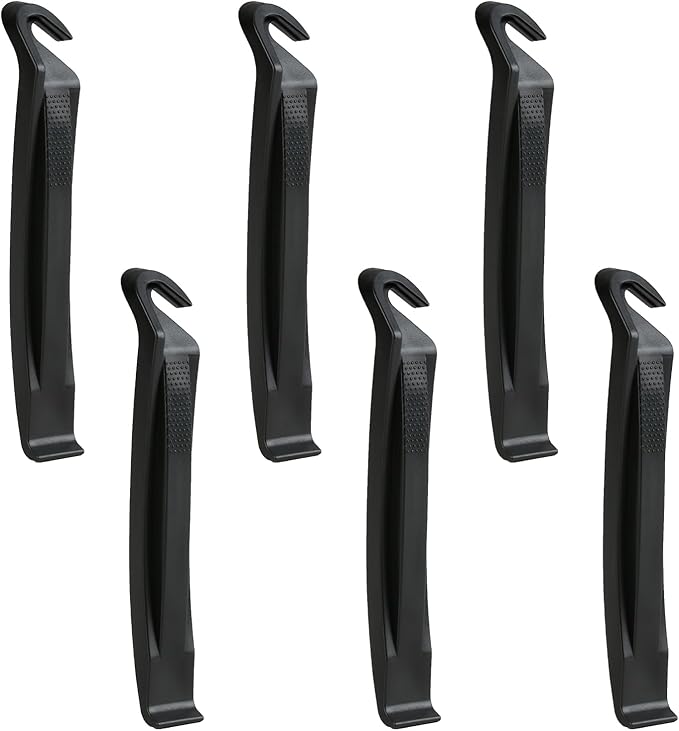 6 Pcs Bicycle Tire Levers Repair, Portable Durable Bike Changing Tire Spoon, Premium ABS Removal Tubular with Ergonomical Molded Texture Handle Bump, Biking Lover for Road Mountain (Black)