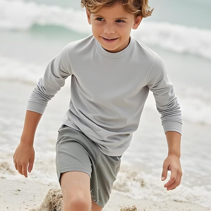 INGEAR Boys' Rash Guard UPF 50+ Swim Shirt - Lightweight, Quick-Dry, Durable Sun Protection for Swimming, Sizes XS-XL