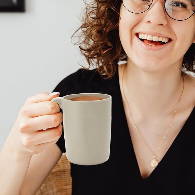 16oz Wheat Straw Cups with handles set of 6-Plastic Cups Reusable-Unbreakable Kids Mugs-Dishwasher Safe & Microwave Safe-Ideal Plastic Mugs for Tea,Coffee,Camping,RV-Beige