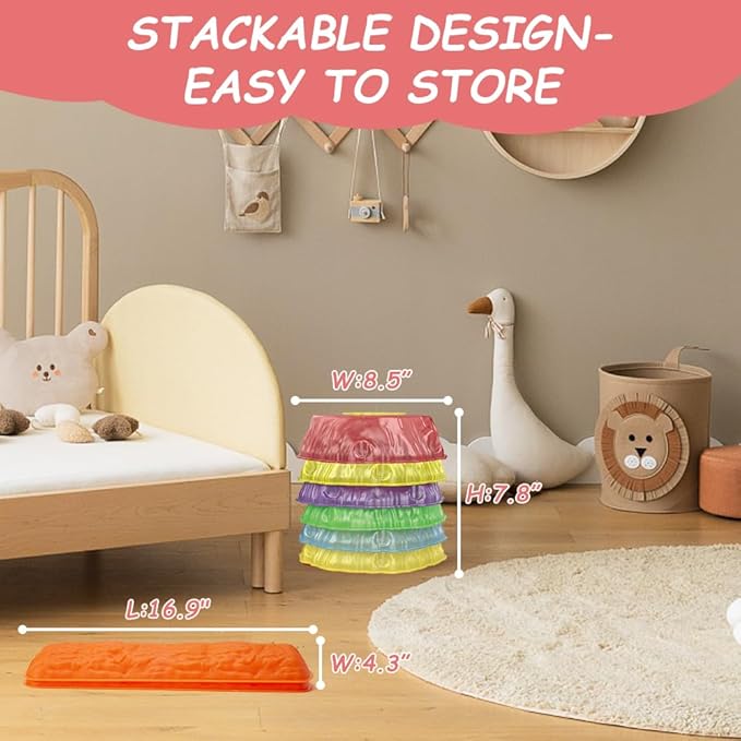 Stepping Stones for Kids, 8pcs Light Up Non-Slip Balance River Jumping Stones, Indoor & Outdoor Toys, Preschool Obstacle Course/ Sensory Fitness Equipment / Gross Motor Toys for Toddlers 3 4 5 6