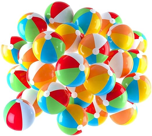 Top Race Mini Beach Balls Bulk - 5 Inch Inflatable Balls for Summer Party, Ocean Party Decorations, Pool Toys for Kids - Set of 25 Rainbow Beach Ball for Birthdays, Vacation, Pool, Hawaiian Parties