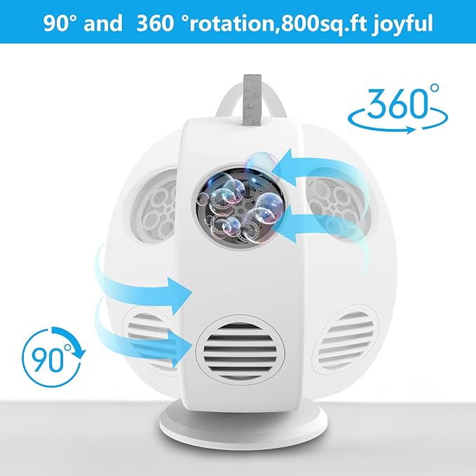 Bubble Machine for Kids Toddlers,Automatic Bubble Blower Rechargeable, 90° 360° Auto Rotatable Portable Bubble Maker Electric Bubbles Toy for 3 4 5 6 7 8 Year Old, Outdoor Wedding Party Gifts