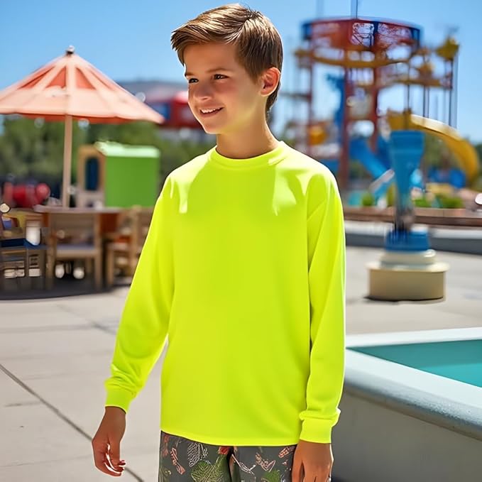 INGEAR Boys' Rash Guard UPF 50+ Swim Shirt - Lightweight, Quick-Dry, Durable Sun Protection for Swimming, Sizes XS-XL