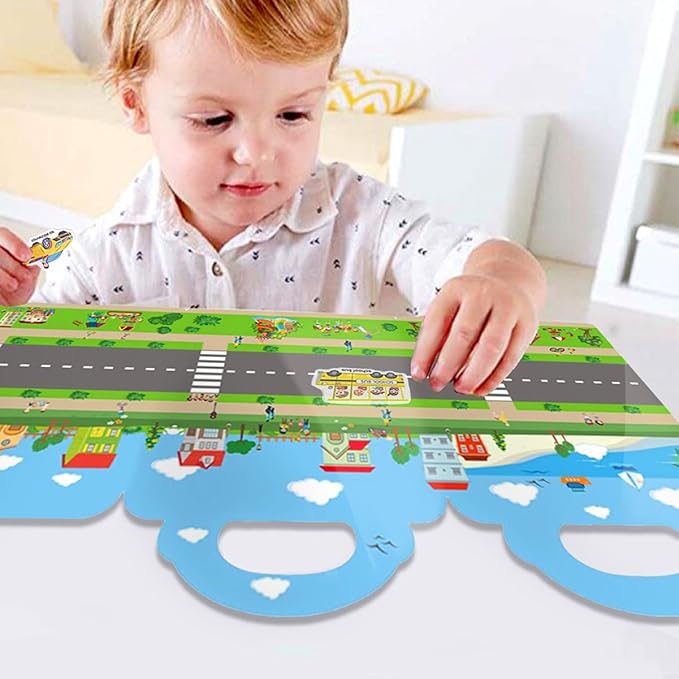 Reusable Sticker Books for Kids, Travel Removable Toddler Vehicle Sticker Books for 3 4 5 Year Old Girls Boys Birthday Gifts Educational Learning Toys for Age 3-5