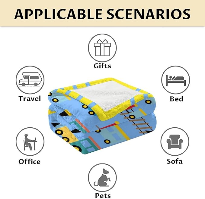 Train Gifts for Kids - Soft Fluffy Train Blanket - 30"x40" Inches Lap Throw Blankets - Light Blue Cartoon Throws for Kids