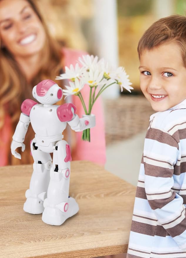 KingsDragon RC Robot Toys for Kids, Gesture & Sensing Remote Control Robot for Age 3 4 5 6 7 8 Year Old Boys Girls Birthday Present (Pink)