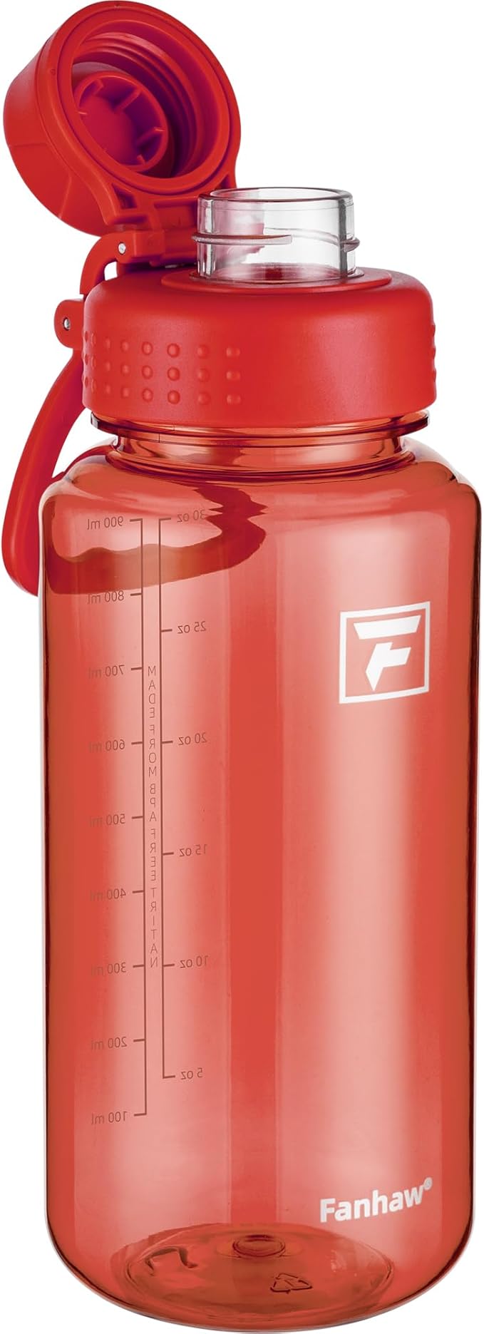 Fanhaw 32 oz Clear Water Bottle with Fast-Flow Spout Lid, BPA-Free Tritan, Wide Mouth, Leakproof, Reusable Bottle for Gym, School, Office, Travel (Red)