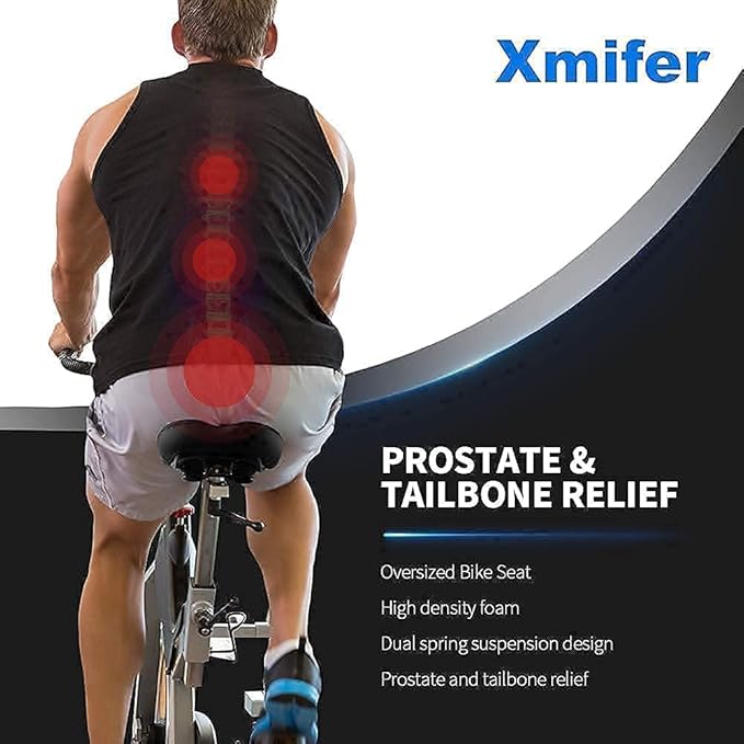 Xmifer Oversized Bike Seat, Comfortable Bike Seat - Universal Replacement Bicycle Saddle - Waterproof Leather Bicycle Seat with Extra Padded Memory Foam - Bicycle Seat for Men/Women