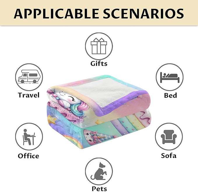 Birthday Blanket for Girls, 30 x 40 Inches Unicorn Throw Gifts - Soft Warm Blankets for Birthday Decorations - Cute Unicorn Throw for Sofa Couch