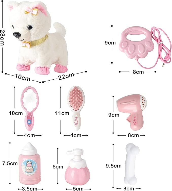 Electronic Walking Plush Dog Toy with Remote Control Leash, Realistic Interactive Puppy Pet Dog, Walking, Barking, Wagging Tail & Nod Head, Includes Puppy Accessories, Gifts for 3-6 Year Boys Girls