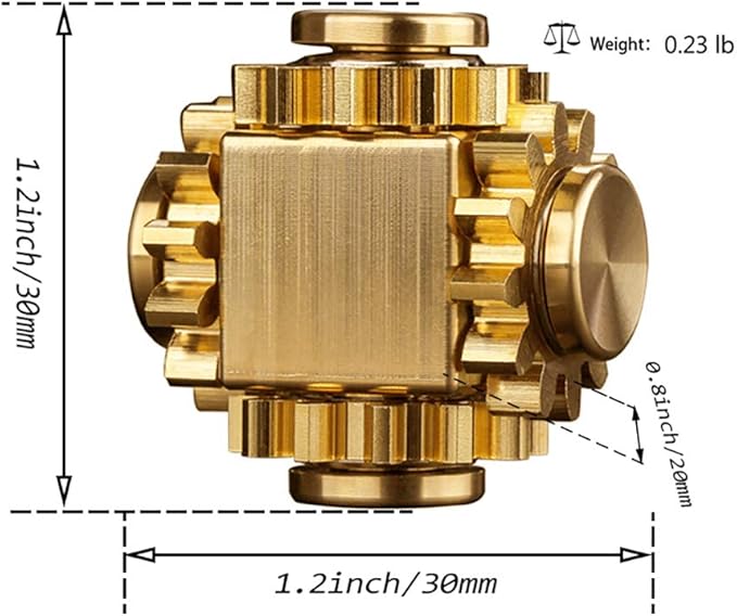 Pure Brass Cube Gears Linkage Anti-Anxiety Fidget Spinner Toy,Metal DIY EDC Meditation Break Bad Habits ADHD Finger Spinning Toy for Kid and Adults,High Speed Precision Brass Material