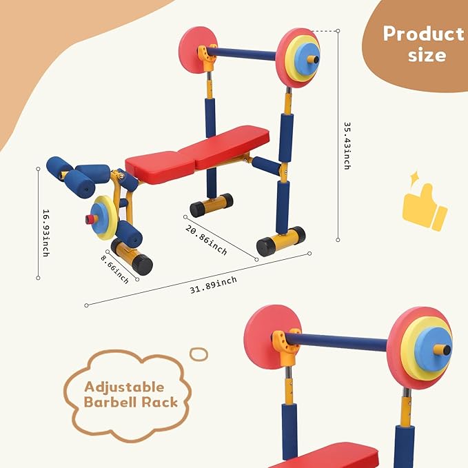 Kids Workout Equipment Kids Weight Bench Set Exercise Equipment Indoor Play Gym Toddler Workout Weight Set - Baby Weights Toys for Age 3 and Up by Home-Man