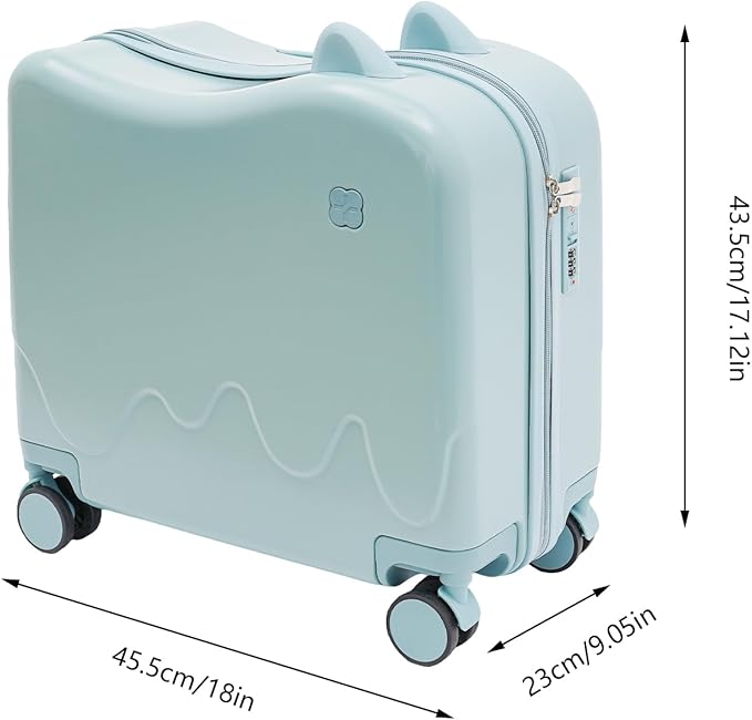 18 inch Children's Ride On Trolley, Kids Ride On Luggage with Universal Wheel, Kids Ride-On Suitcase, Waterproof Unisex Boys Girls Travel Suitcase (Sky Blue)