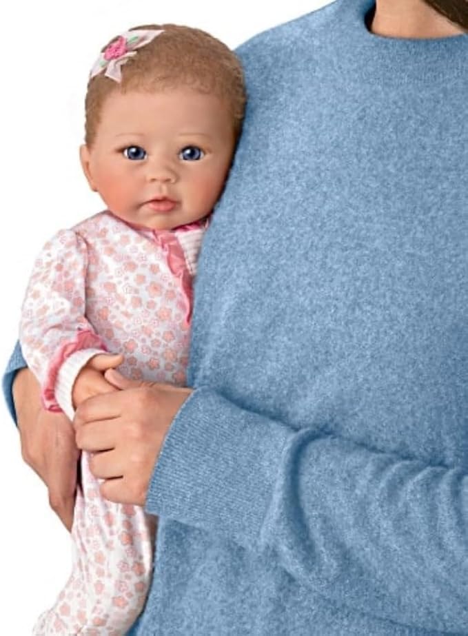 The Ashton-Drake Galleries Katie Reborn Lifelike Baby Doll 19 Inches, Interactive Heartbeat with Breating and Cooing, RealTouch Soft Vinyl with a Poseable Weighted Cloth Body, Hand-Rooted Hair