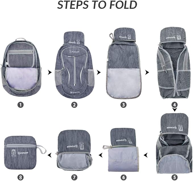 ZOMAKE 25L Ultra Lightweight Packable Backpack, Foldable Hiking Backpacks Water Resistant Small Folding Daypack for Travel(Black)