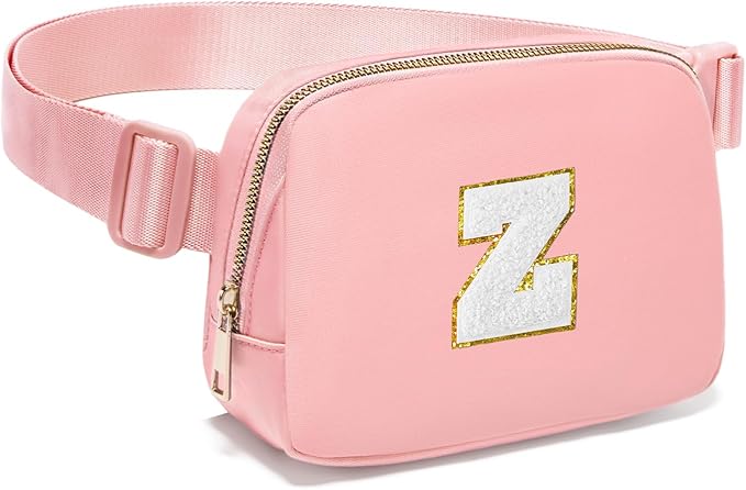 Gitus Birthday Gifts for 8 9 10 11 12 13 Year Old Girls Personalized Fanny Pack Crossbody Bags with Initial Letter Patch Belt Bag for Teen Girls Cute Trendy Stuff Travel Essentials (LightPink-Z)