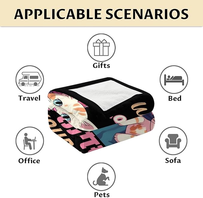 Personalized Girls Blanket with Name - 60x50 Inches Throw Size Blankets for Teens, Girls - Lovely Soft Plush Lightweight Throws Gifts Ideas for Bedding, Couch