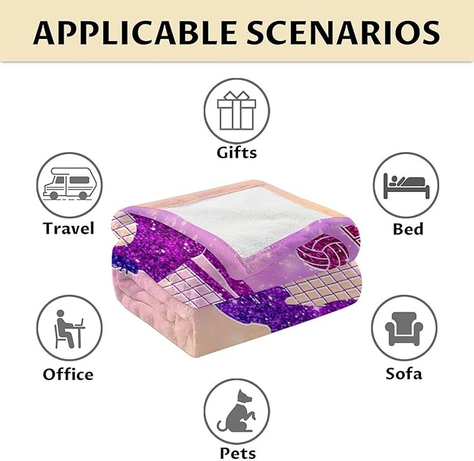 Volleyball Blanket Gifts for Girls- 40x50 Inches Sport Throw Blanket for Babies Kids Teens- Pink Soft Fuzzy Nap Blankets for Couch Sofa Bed- Volleyball Lovers Gifts