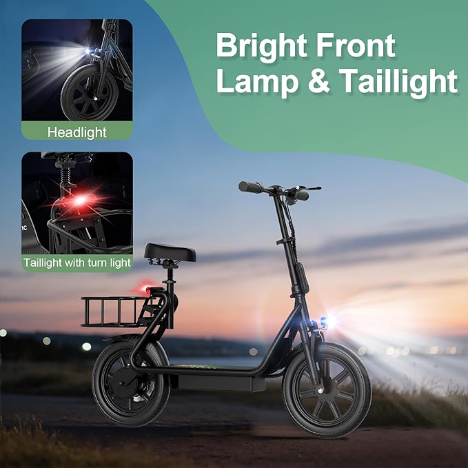 NAVIC Electric Scooter with Dual Suspension/Braking, 350W/500W Motor, 19/22 Mph, Max 22/27/49Mi Range, Foldable E Scooter for Adults with App