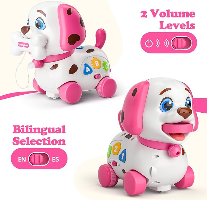 Musical Toys for 1 Year Old Girl Gifts, Bilingual Baby Toys 6-12-18 Months, First 1st Birthday Girl Gifts for Boy, Learning Educational Toddlers Puppy for 1 Year Old Boy Present