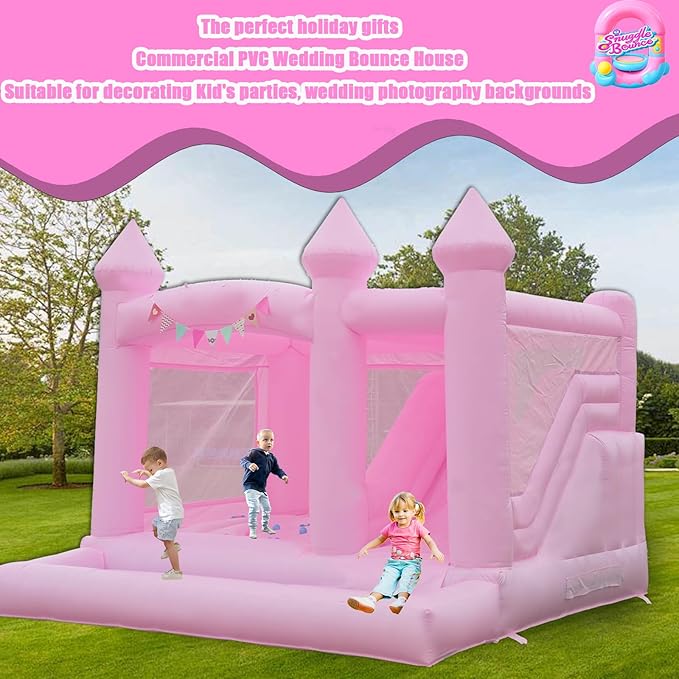 13FTx13FT Large Pink Inflatable Bounce House 100% PVC Bounce House for Big Kids Pink Jumper Bouncy Castle Kids and Adult Wedding Decorations for Outdoor Birthday Party(Including 1500W Blower)
