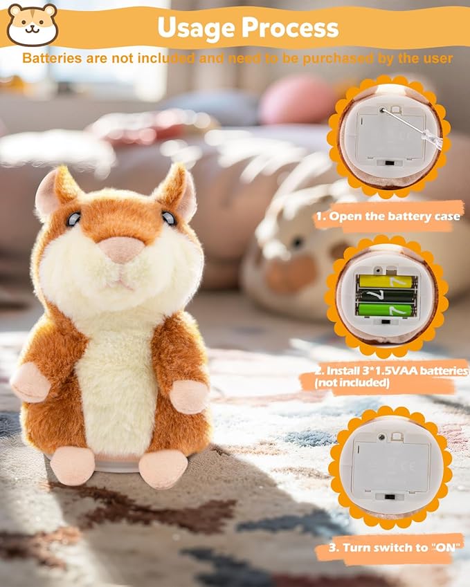 Ayeboovi Toddler Toys Talking Hamster Repeats What You Say Interactive Fun Kids Toys for Ages 2-4 Birthday Gift | Stuffed Animals Autism Toy Gifts for 2 3 4 5+ Year Old Girls Boys