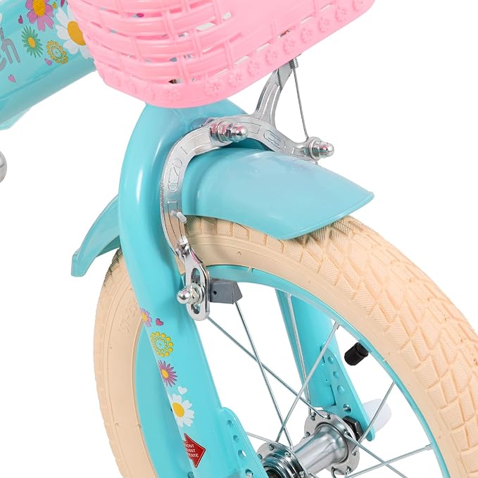 JOYSTAR Kids Bike for 2-7 Years Girls Boys w/o Dual Handbrake 12 14 16 Inch Princess Girls Bike with Training Wheels Doll Seat Streamers Boys Bikes with Flag & Water Bottle, Kids' Bicycle