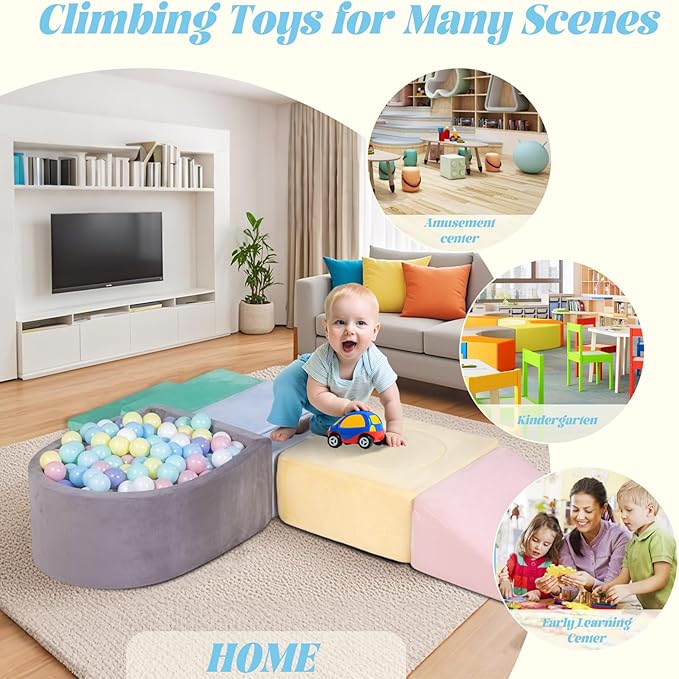 Climbing Toys for Toddlers 1-3, Foam Climb Blocks for Baby,6-Piece Baby Climbing Crawling Toys Soft Foam Blocks Activity Play Set (6-Piece)