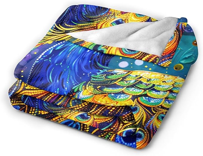 Peacock Blanket Gifts for Girls Boys Soft Warm Plush Peacock Throw Blanket Flannel Fleece Fuzzy Stuff Blanket for Bed Couch Living Room Decor 80"X60"