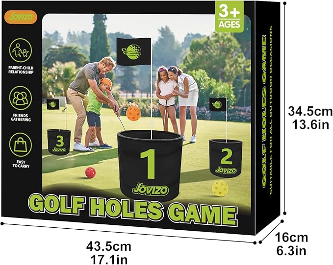 Golf Chipping Game with 2 Retractable Clubs & 9 Holes, Portable Golf Set for Adults Kids, Outdoor Indoor Sports Practice Christmas Toy Gift for Family Play Yard, Backyard, Lawn, Beach