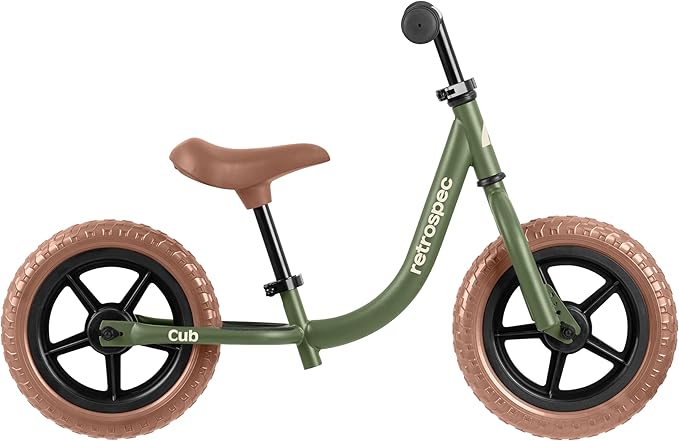 Retrospec Cub Toddler Balance Bike for Ages 18 Months - 3 Years - 12in No-Pedal Beginner Bicycle with Adjustable Seat, Puncture-Proof Tires & Safe Low Frame Design