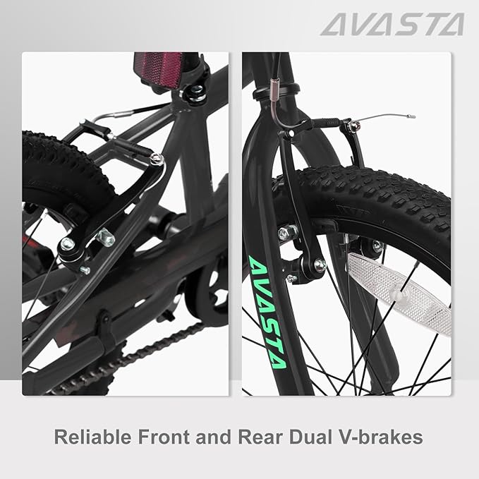 AVASTA Bilbo 18 20 Inch Kids Bike for Boys Girls 5-10 Years Old, Retro Style High Carbon Steel Bicycle with Adjustable Handlebars and Seat, Dual V-Brakes, Kickstand, Multiple Colors