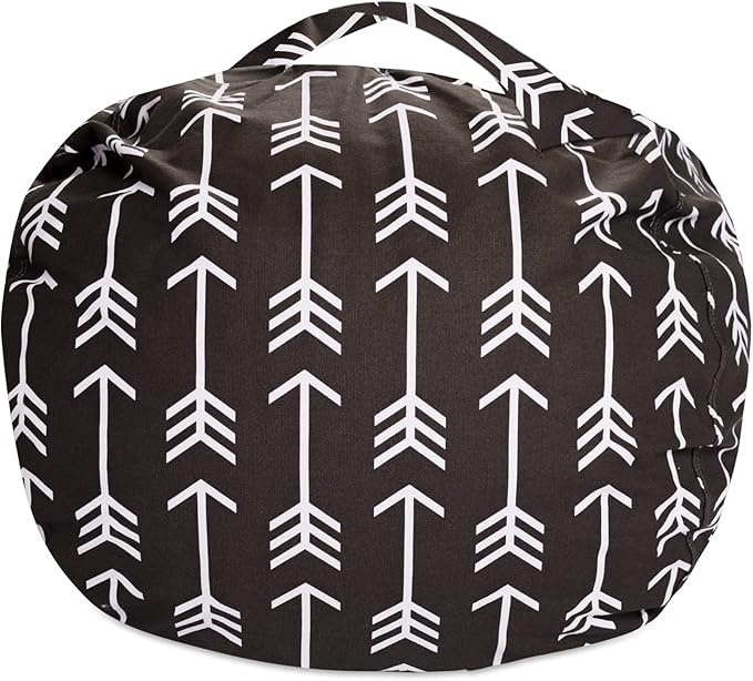 Posh Creations Kids Stuffed Animal Storage Bean Bag Chair Cover - Childrens Toy Organizer, Large-38in, Canvas White Arrows on Gray